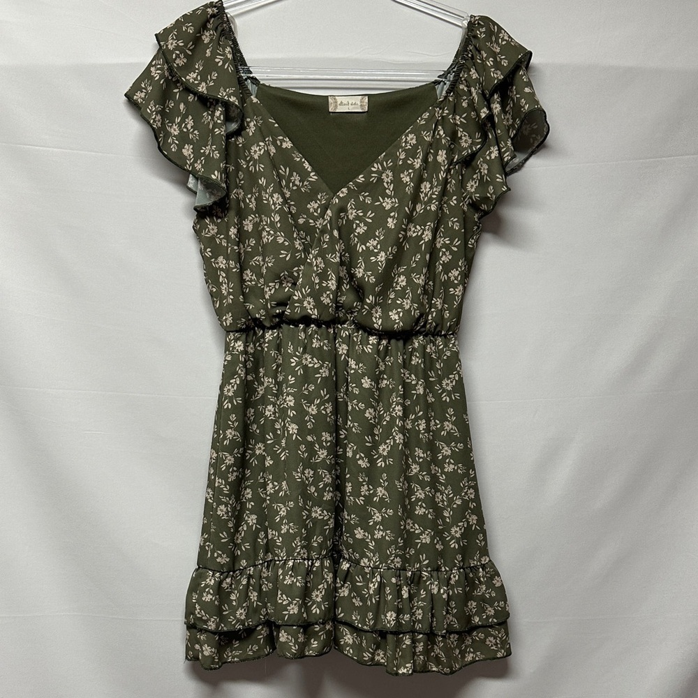 Altar'd State Women’s L Olive Floral Mini Dress
